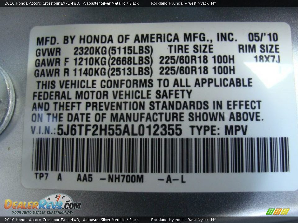 2010 Honda Accord Crosstour EX-L 4WD Alabaster Silver Metallic / Black Photo #30