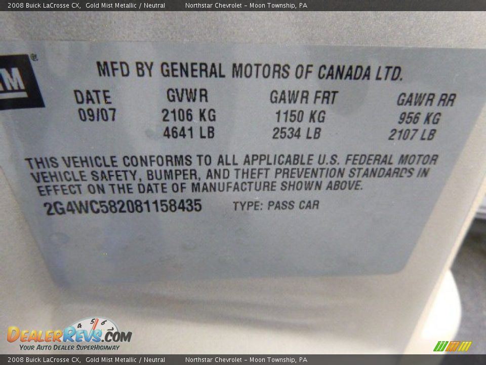 2008 Buick LaCrosse CX Gold Mist Metallic / Neutral Photo #19