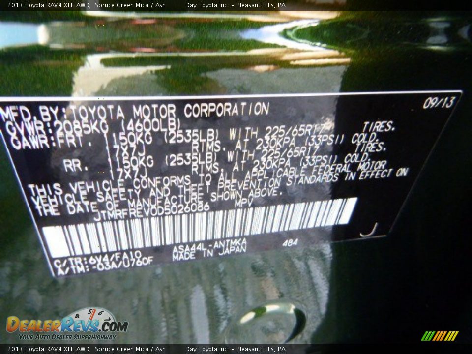 2013 Toyota RAV4 XLE AWD Spruce Green Mica / Ash Photo #19