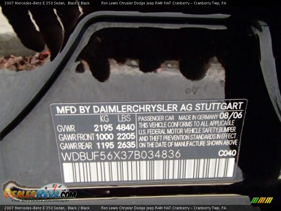 2007 Mercedes-Benz E 350 Sedan Black / Black Photo #20