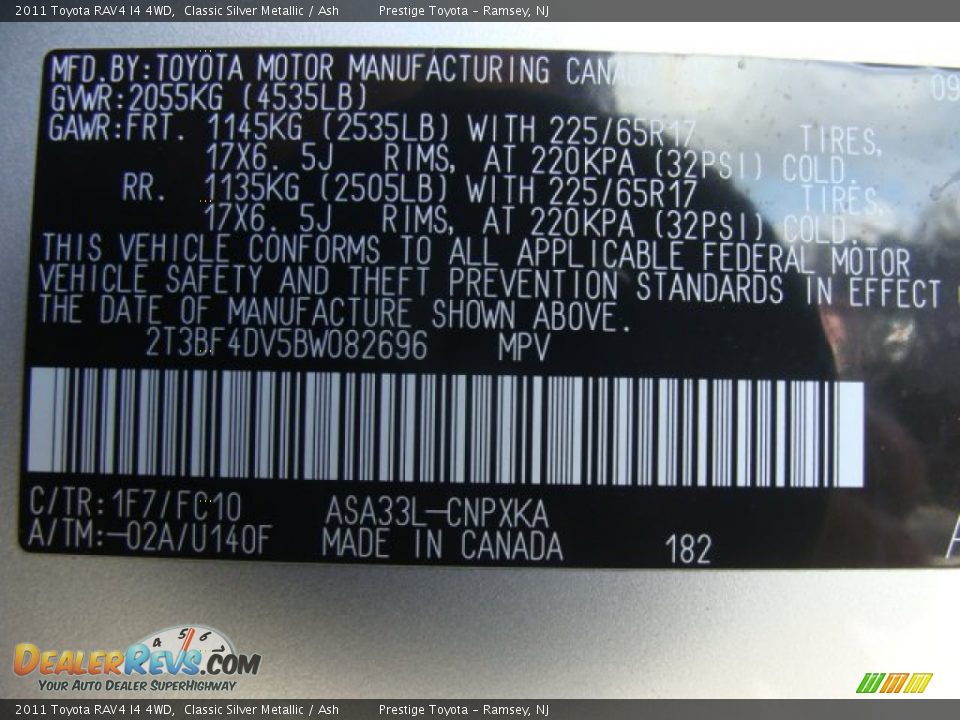 2011 Toyota RAV4 I4 4WD Classic Silver Metallic / Ash Photo #15