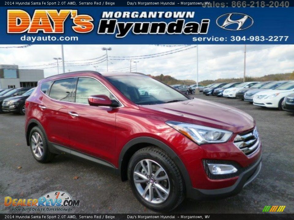 2014 Hyundai Santa Fe Sport 2.0T AWD Serrano Red / Beige Photo #1
