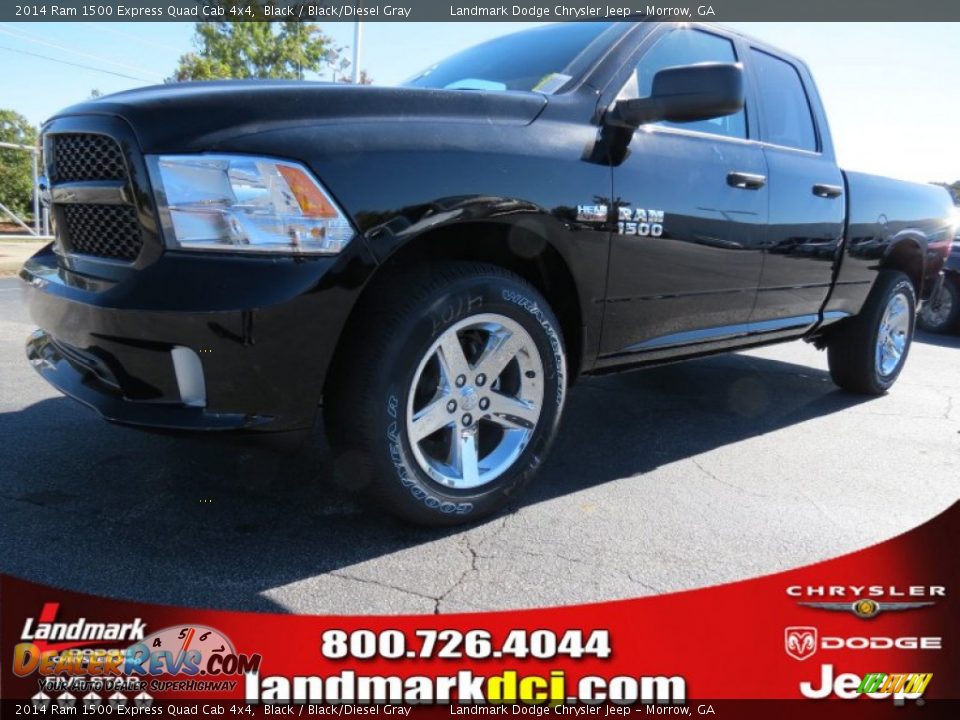 2014 Ram 1500 Express Quad Cab 4x4 Black / Black/Diesel Gray Photo #1