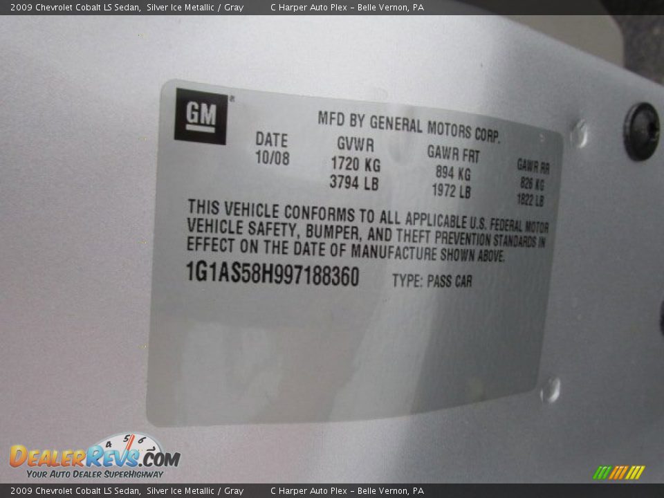 2009 Chevrolet Cobalt LS Sedan Silver Ice Metallic / Gray Photo #24
