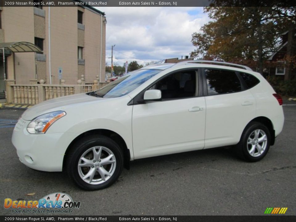 2009 Nissan Rogue SL AWD Phantom White / Black/Red Photo #1