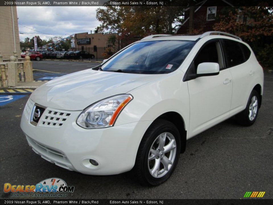 2009 Nissan Rogue SL AWD Phantom White / Black/Red Photo #2