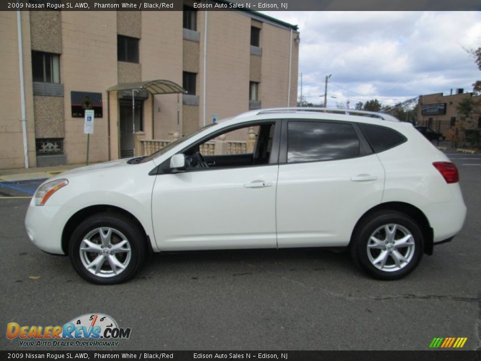 2009 Nissan Rogue SL AWD Phantom White / Black/Red Photo #3