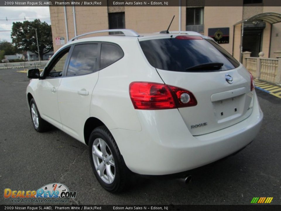 2009 Nissan Rogue SL AWD Phantom White / Black/Red Photo #5