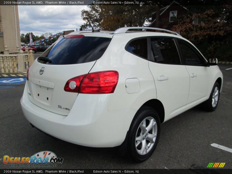 2009 Nissan Rogue SL AWD Phantom White / Black/Red Photo #7