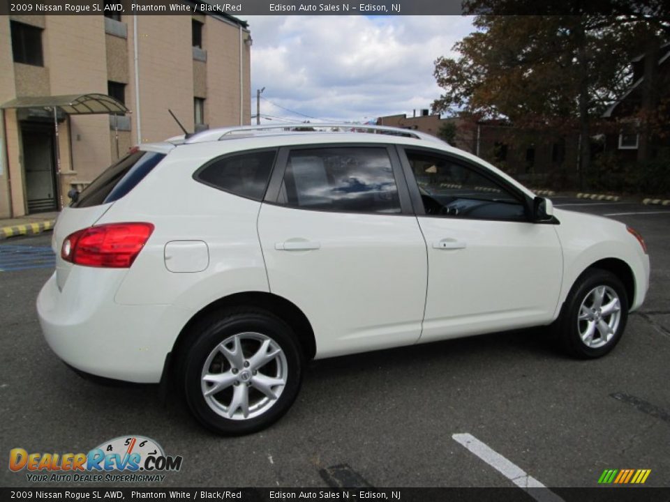 2009 Nissan Rogue SL AWD Phantom White / Black/Red Photo #8