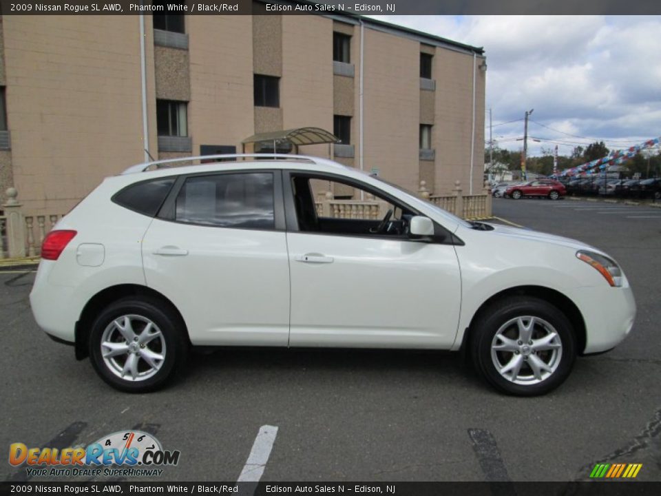 2009 Nissan Rogue SL AWD Phantom White / Black/Red Photo #9