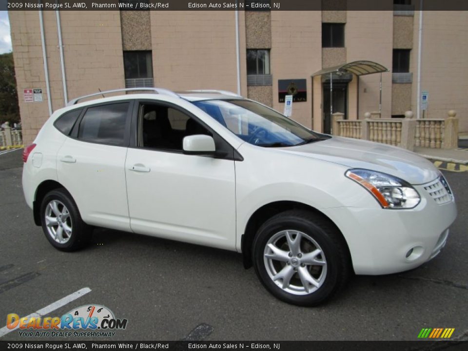 2009 Nissan Rogue SL AWD Phantom White / Black/Red Photo #10