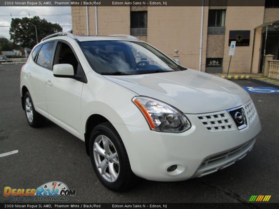 2009 Nissan Rogue SL AWD Phantom White / Black/Red Photo #11