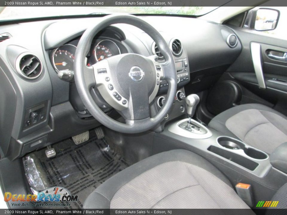 2009 Nissan Rogue SL AWD Phantom White / Black/Red Photo #15
