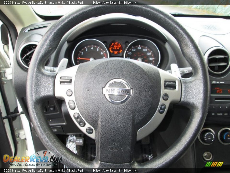 2009 Nissan Rogue SL AWD Phantom White / Black/Red Photo #22