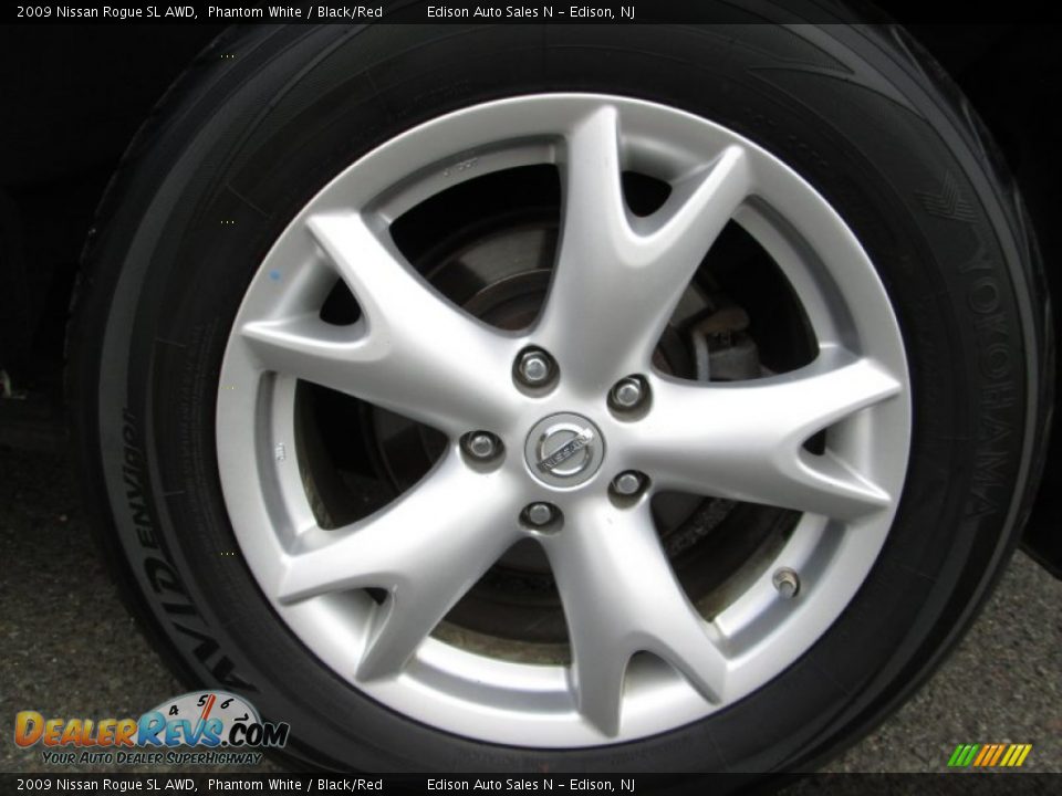 2009 Nissan Rogue SL AWD Phantom White / Black/Red Photo #30