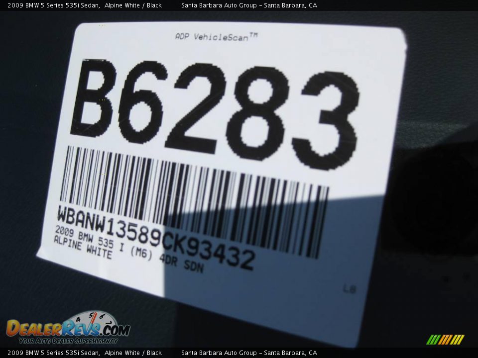 2009 BMW 5 Series 535i Sedan Alpine White / Black Photo #25