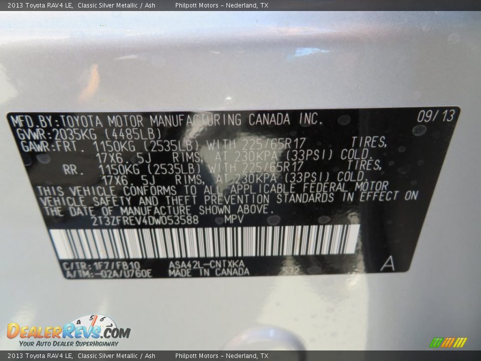 2013 Toyota RAV4 LE Classic Silver Metallic / Ash Photo #33