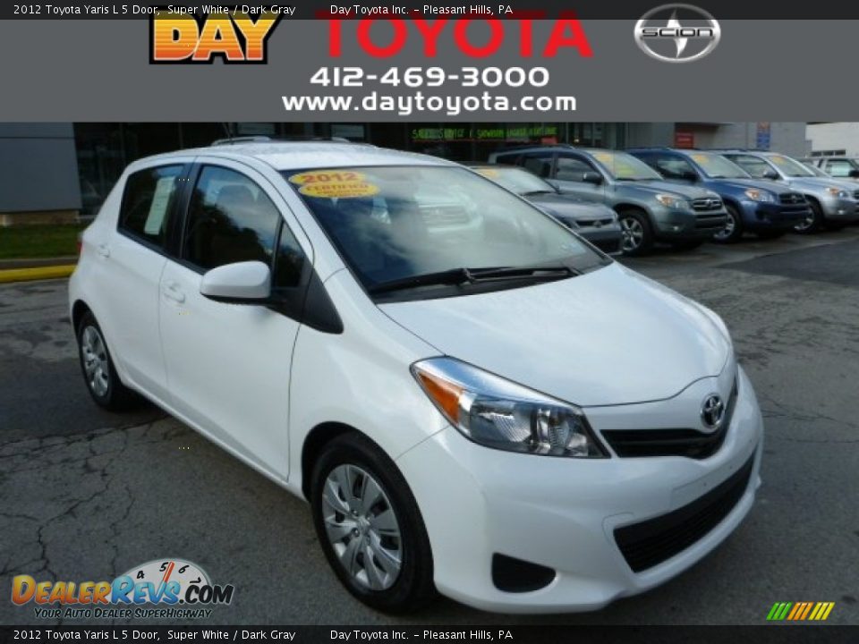 2012 Toyota Yaris L 5 Door Super White / Dark Gray Photo #1