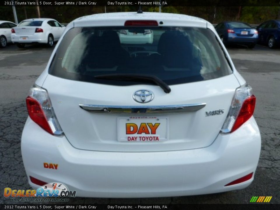 2012 Toyota Yaris L 5 Door Super White / Dark Gray Photo #4