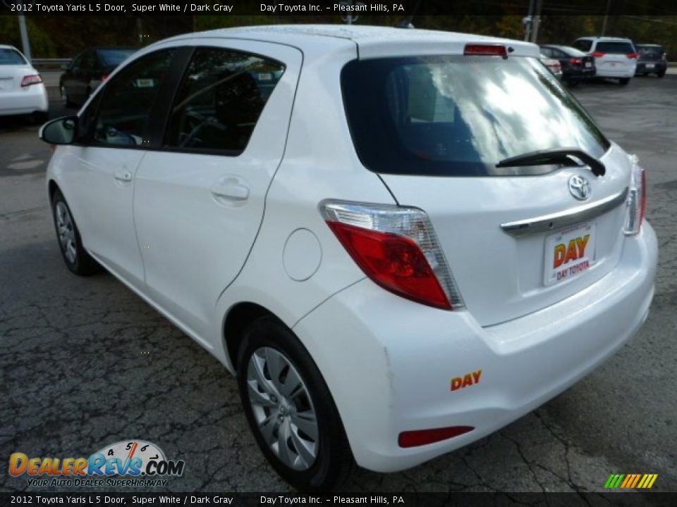 2012 Toyota Yaris L 5 Door Super White / Dark Gray Photo #5