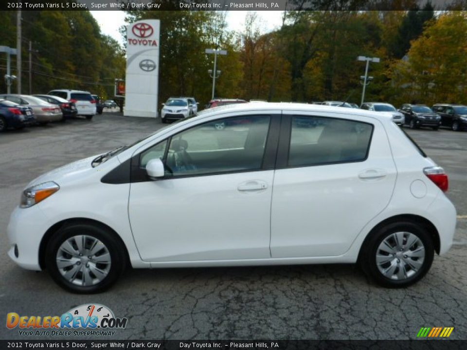 2012 Toyota Yaris L 5 Door Super White / Dark Gray Photo #6