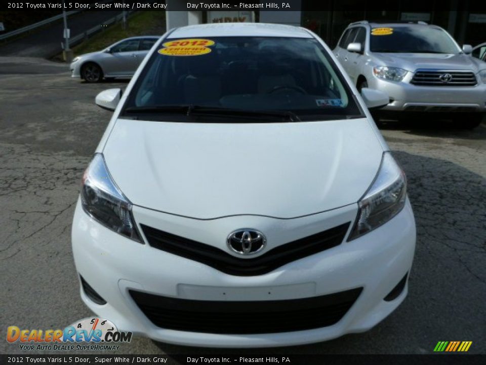 2012 Toyota Yaris L 5 Door Super White / Dark Gray Photo #8