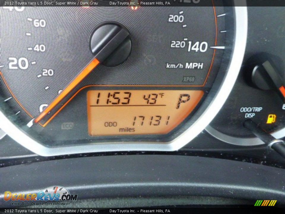 2012 Toyota Yaris L 5 Door Super White / Dark Gray Photo #19