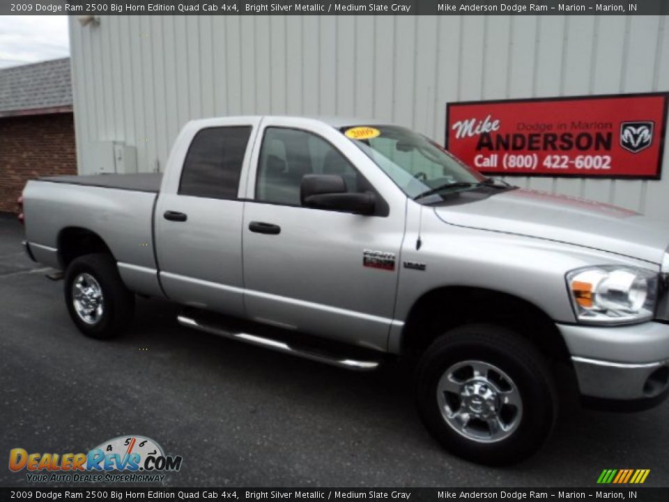 2009 Dodge Ram 2500 Big Horn Edition Quad Cab 4x4 Bright Silver Metallic / Medium Slate Gray Photo #2