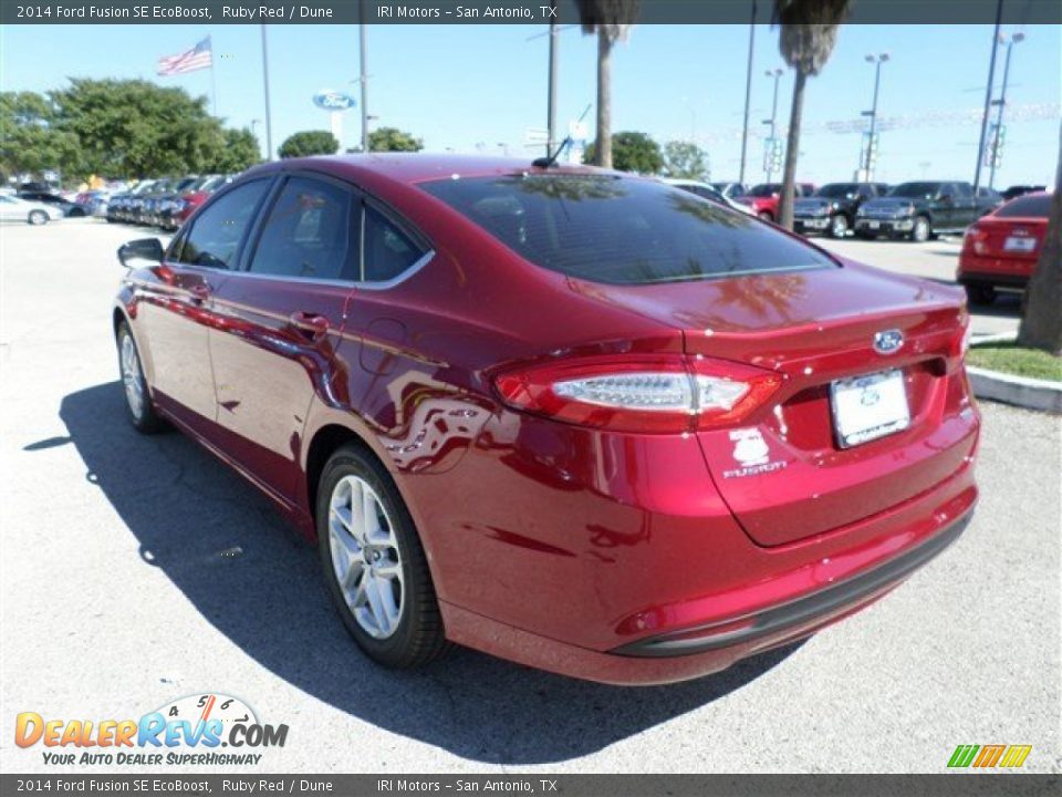 2014 Ford Fusion SE EcoBoost Ruby Red / Dune Photo #3