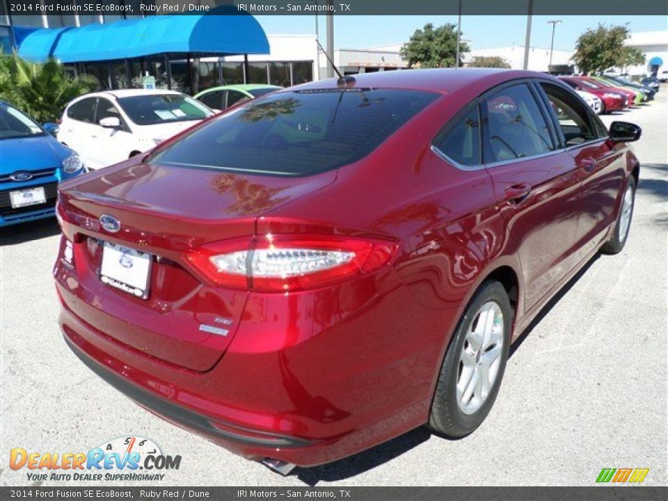 2014 Ford Fusion SE EcoBoost Ruby Red / Dune Photo #5