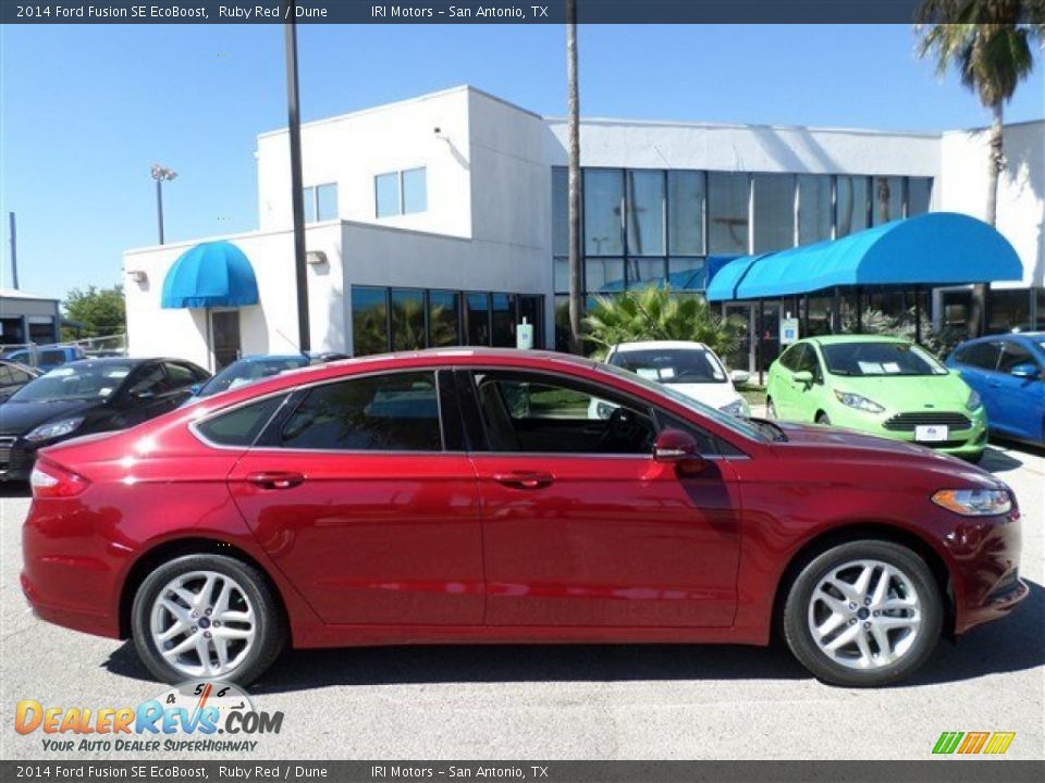 2014 Ford Fusion SE EcoBoost Ruby Red / Dune Photo #6