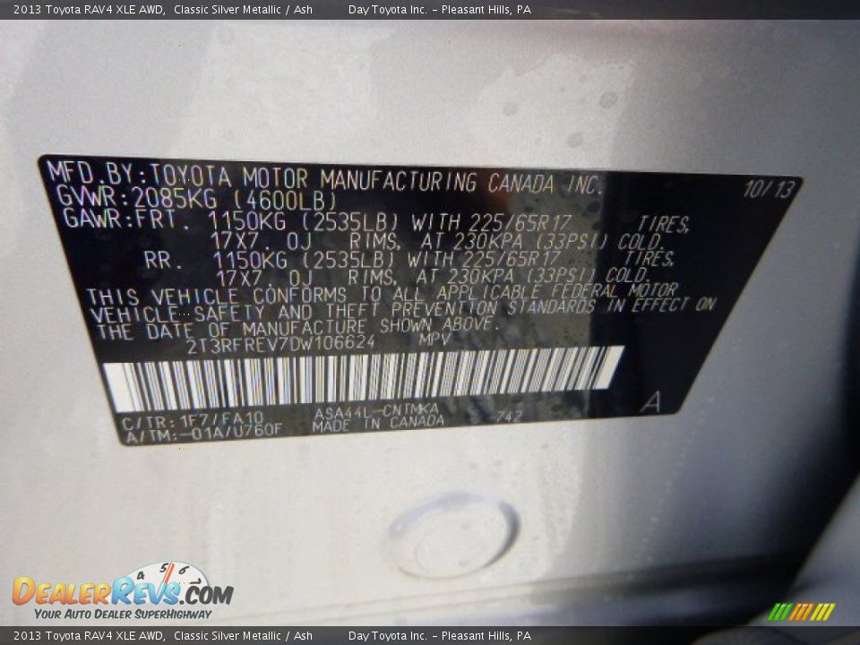 2013 Toyota RAV4 XLE AWD Classic Silver Metallic / Ash Photo #19