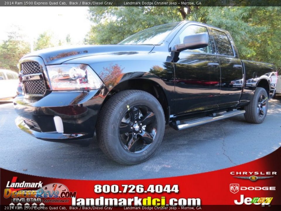 2014 Ram 1500 Express Quad Cab Black / Black/Diesel Gray Photo #1