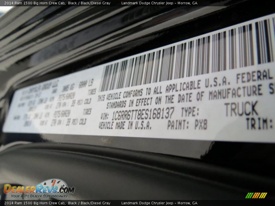 2014 Ram 1500 Big Horn Crew Cab Black / Black/Diesel Gray Photo #11