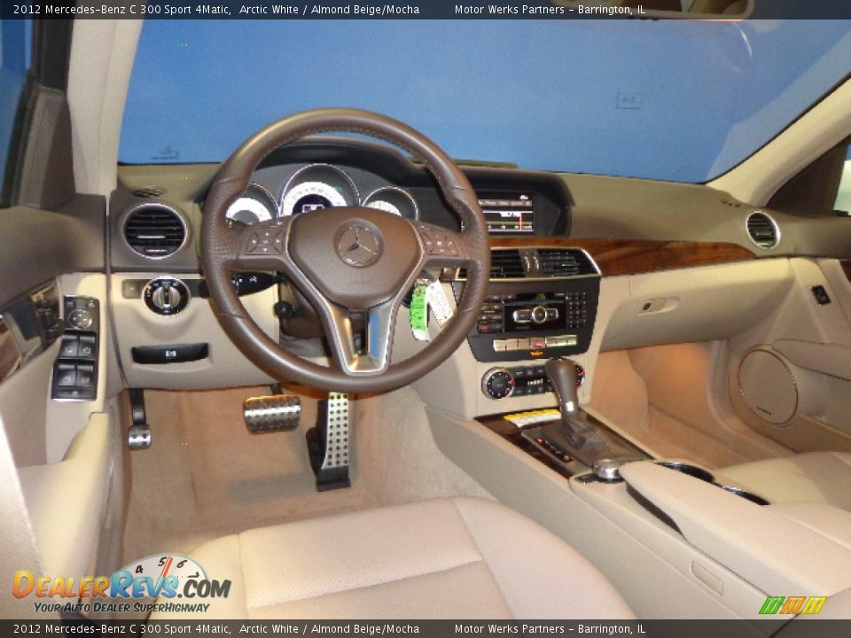 2012 Mercedes-Benz C 300 Sport 4Matic Arctic White / Almond Beige/Mocha Photo #28