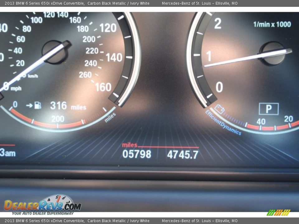 2013 BMW 6 Series 650i xDrive Convertible Carbon Black Metallic / Ivory White Photo #5