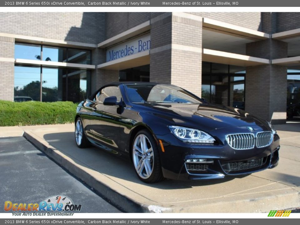 2013 BMW 6 Series 650i xDrive Convertible Carbon Black Metallic / Ivory White Photo #25