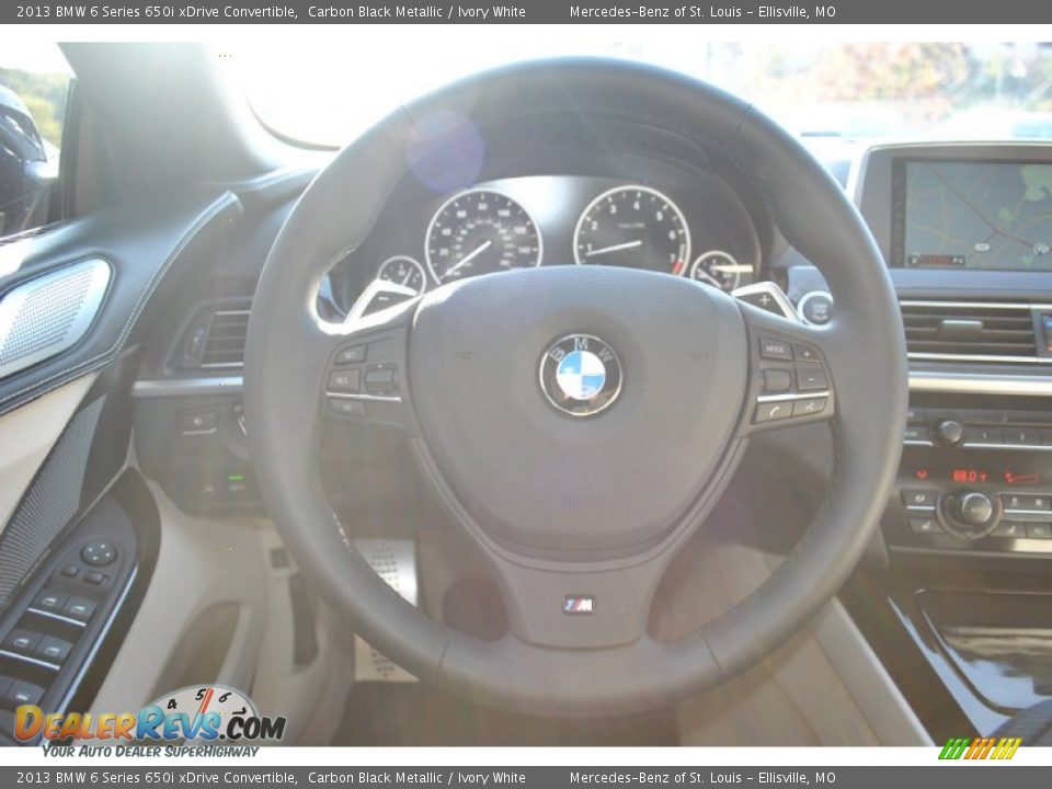 2013 BMW 6 Series 650i xDrive Convertible Carbon Black Metallic / Ivory White Photo #35