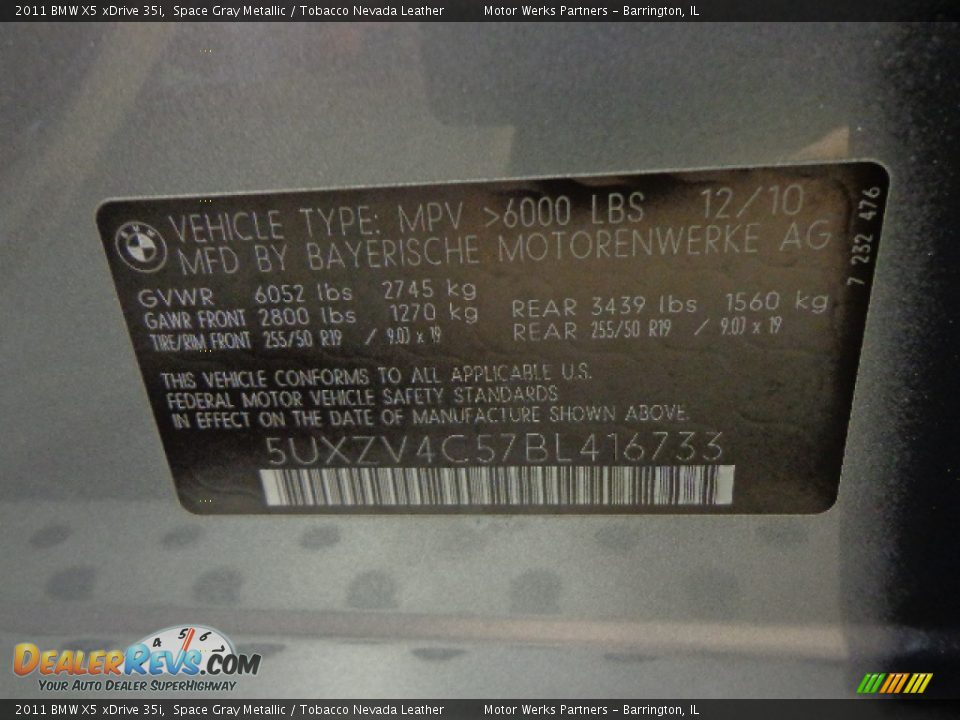 2011 BMW X5 xDrive 35i Space Gray Metallic / Tobacco Nevada Leather Photo #17