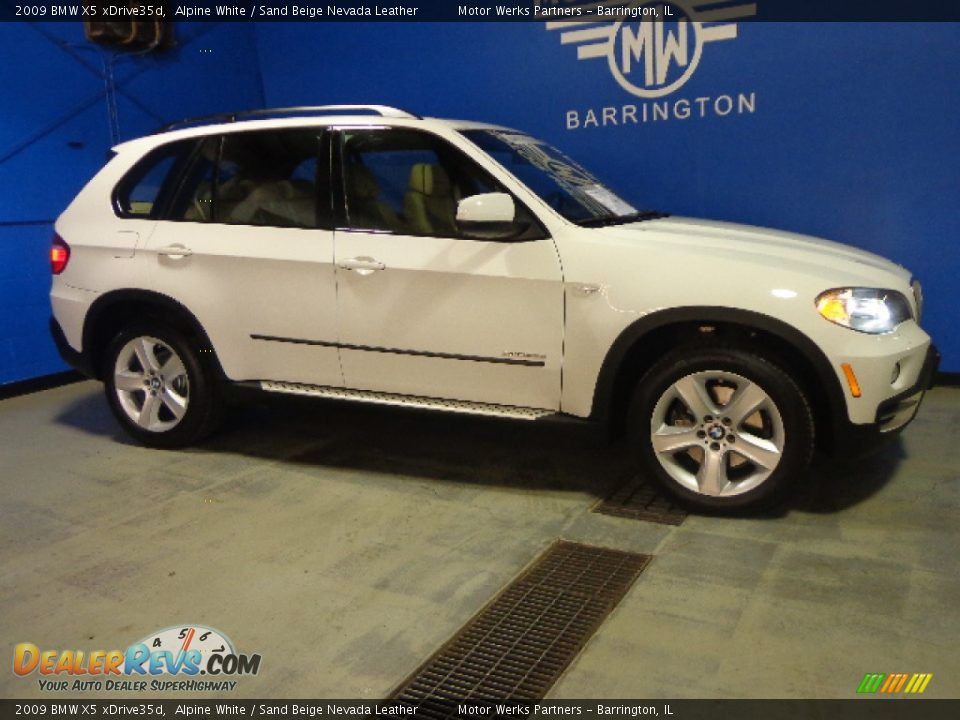 2009 BMW X5 xDrive35d Alpine White / Sand Beige Nevada Leather Photo #4
