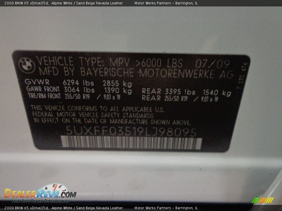 2009 BMW X5 xDrive35d Alpine White / Sand Beige Nevada Leather Photo #22