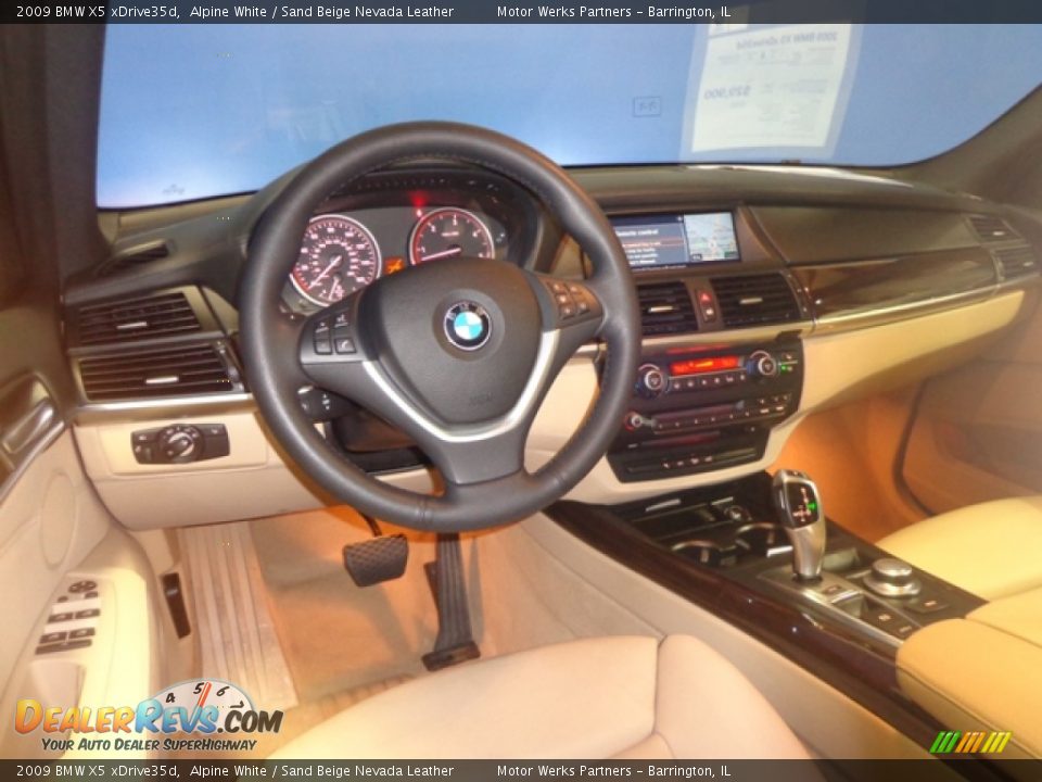 2009 BMW X5 xDrive35d Alpine White / Sand Beige Nevada Leather Photo #27