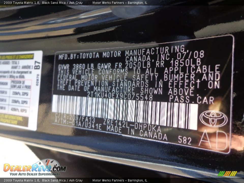 2009 Toyota Matrix 1.8 Black Sand Mica / Ash Gray Photo #9