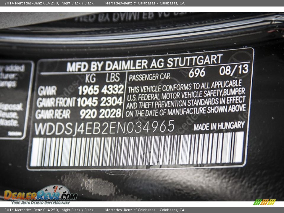2014 Mercedes-Benz CLA 250 Night Black / Black Photo #8