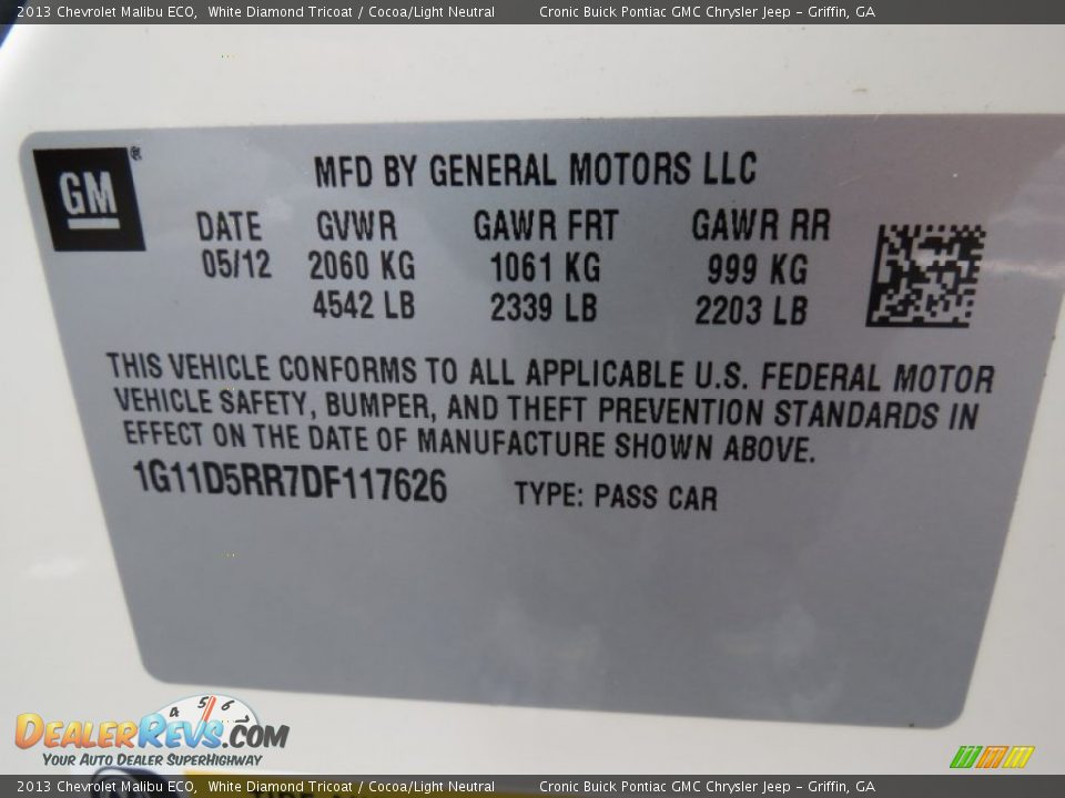 2013 Chevrolet Malibu ECO White Diamond Tricoat / Cocoa/Light Neutral Photo #26