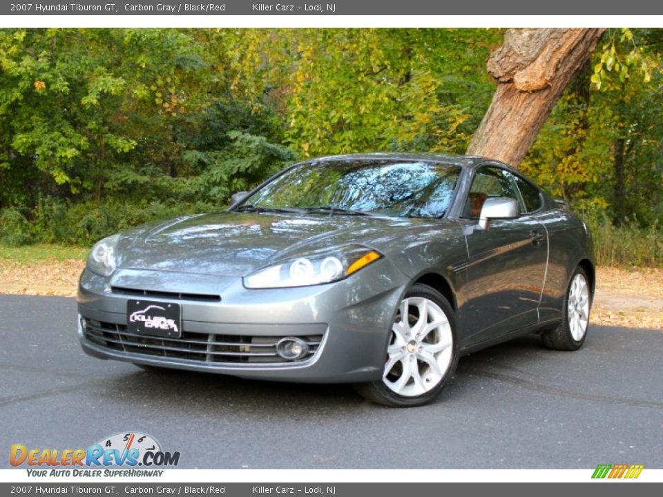 2007 Hyundai Tiburon GT Carbon Gray / Black/Red Photo #3