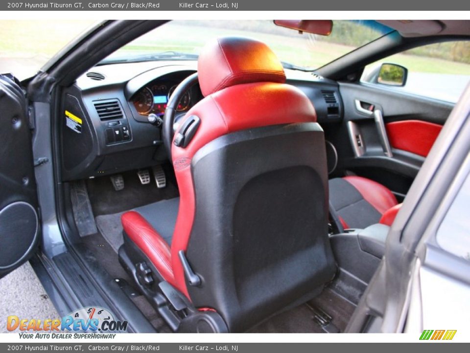 2007 Hyundai Tiburon GT Carbon Gray / Black/Red Photo #22