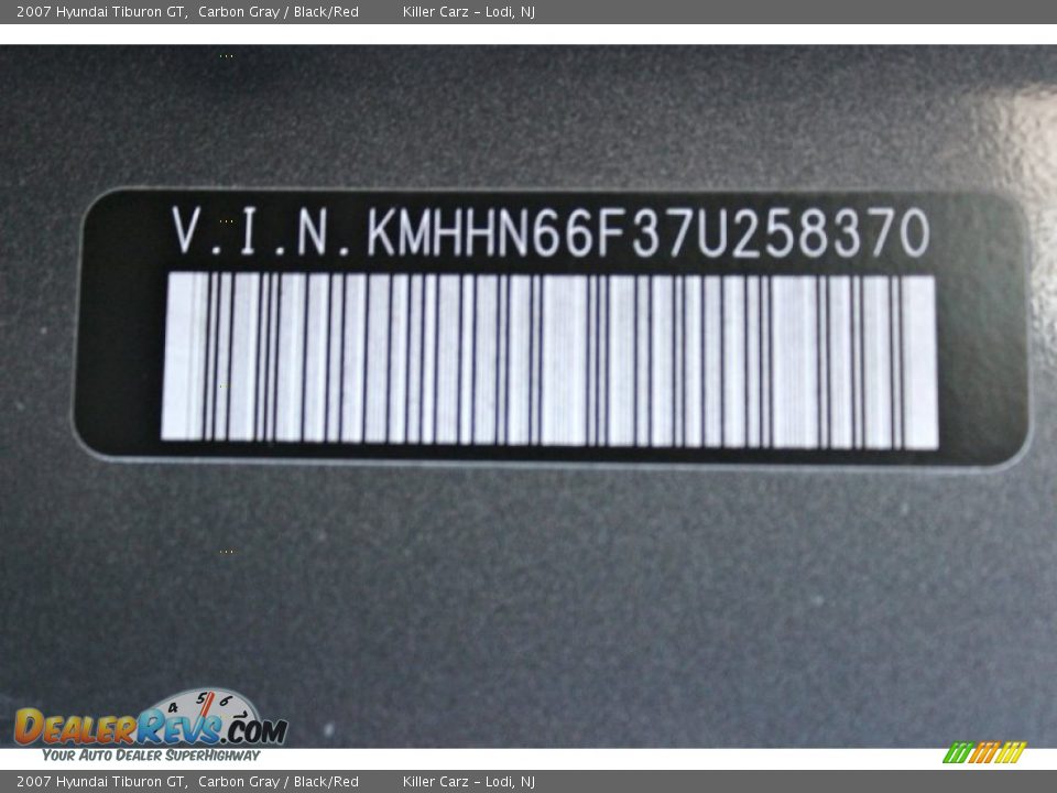2007 Hyundai Tiburon GT Carbon Gray / Black/Red Photo #32