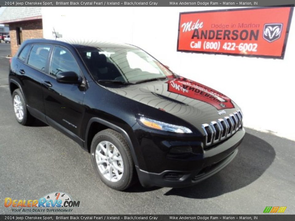 2014 Jeep Cherokee Sport Brilliant Black Crystal Pearl / Iceland - Black/Iceland Gray Photo #1